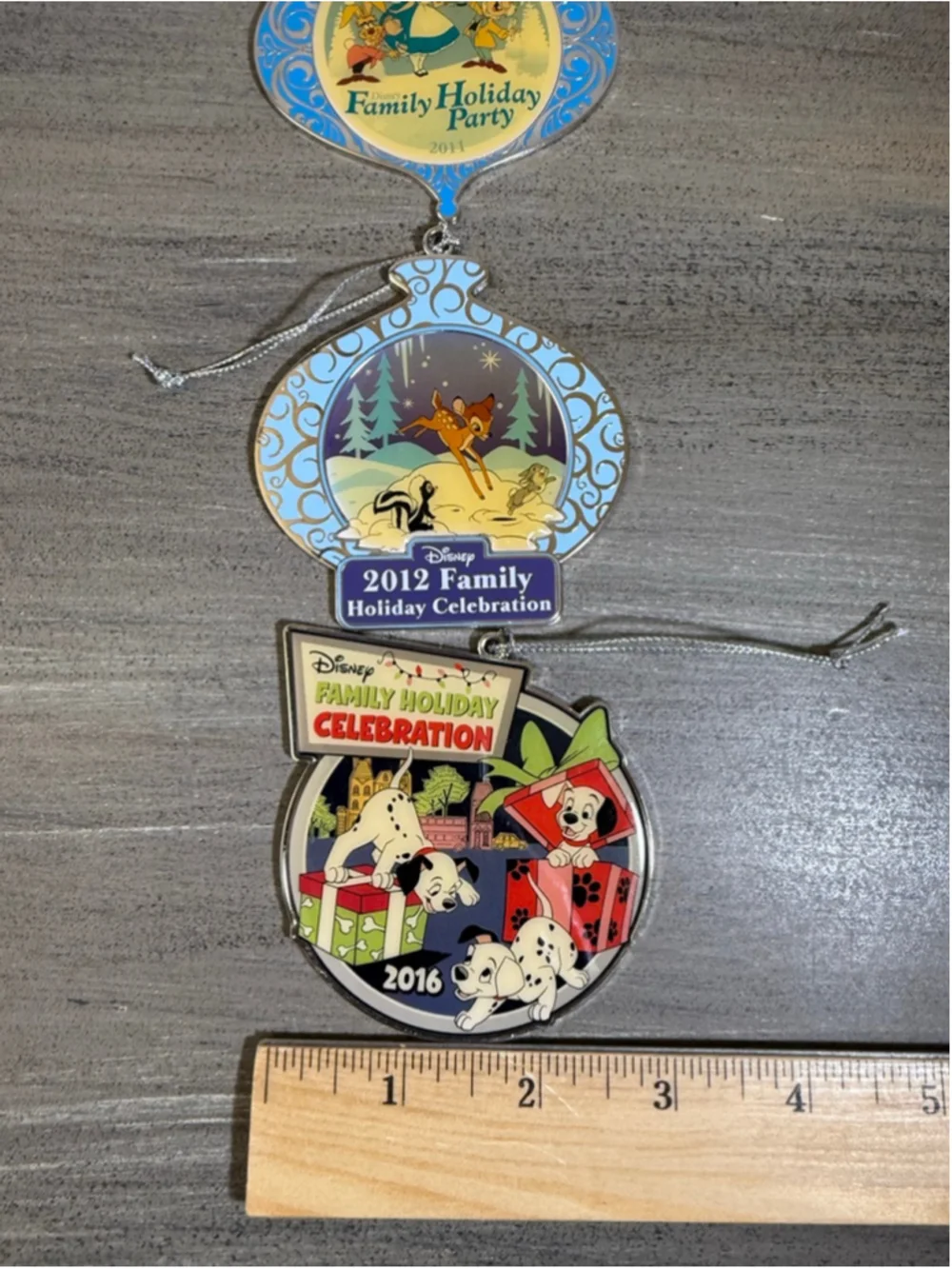 Disney Cast Member Exclusive Holiday Ornament Lot (3) - 2011, 2012, 2016 Metal